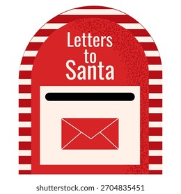 Festliche, flache "Briefe an den Weihnachtsmann"-Illustration, ideal für Weihnachtskarten, Winterposter, Geschenkanhänger und Feiertagsbranding.