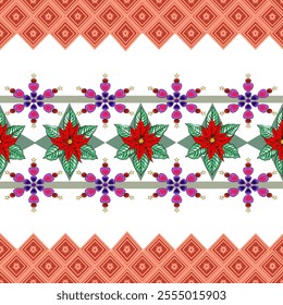 Festive floral and geometric pattern