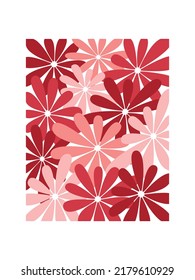 Festive floral wall art poster vector. Geometric flowers contemporary illustration. Wallpaper, t-shirt print, home decor, card, invitation, banner, cover or package design.