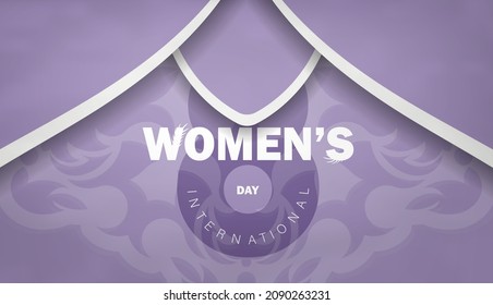 Festive flyer 8 march purple luxury white pattern