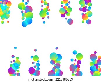 Fondo vectorial de decoración de confeti volador festivo. Vector de cumpleaños de elementos redondos arcoiris. La sorpresa estalló cayendo confetti. Ilustración de decoración de evento de premios. Piezas al azar.