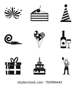 Festive food icons set. Simple set of 9 festive food vector icons for web isolated on white background