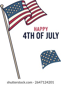 Festive Fourth of July Graphic with Flags, Stars, and Beige
