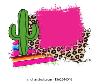 
Festive frame with a cactus tree and a variety of fabric patches.Vector illustration.