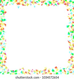 Festive Frame with Empty Center for Text. Confetti Circle Made of Various Uneven Chad on White Background. Vector Illustration.