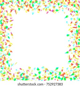 Festive Frame with Empty Center for Text. Confetti Circle Made of Various Uneven Chad on White Background. Vector Illustration.