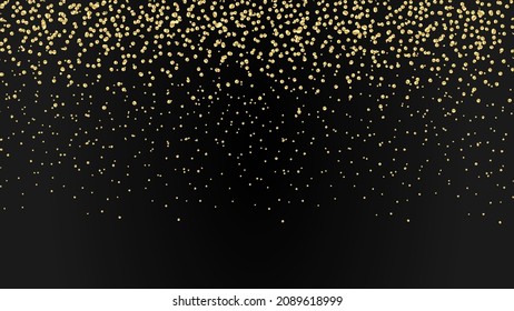 festive frame with falling iridescent gold glitter shimmer, copy space for your text