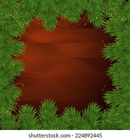 Festive frame with fir. Christmas background. Vector illustration.