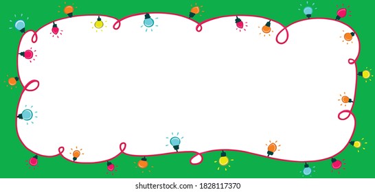 festive frame in the form of a bright garland with colorful light bulbs