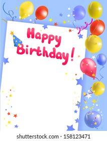 festive frame with happy birthday. vector illustration