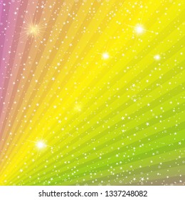 Festive frame with multi-colored rays and stars. Vector image. Eps 10