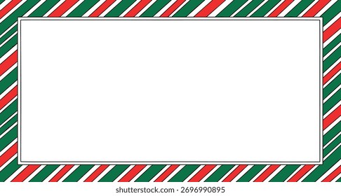 A festive frame with red and green candy cane stripes.