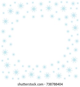 Festive frame with snowflakes on a white background. For posters, postcards, greeting for Christmas, new year. Vector illustration.
