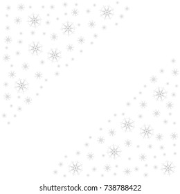 Festive frame with snowflakes on a white background. For posters, postcards, greeting for Christmas, new year. Vector illustration.