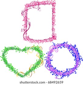 Festive frames from heart on transparent layer