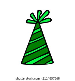festive funny hat with stripes hand drawn doodle style. 