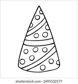 Festive funny party hats, hand drawn in Scandinavian style. Doodle, graphics..
