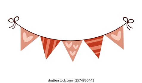 Festive garland, Boho Valentine clipart. Valentines day clipart. Cute Valentine object in flat style. Hand draw vector illustration