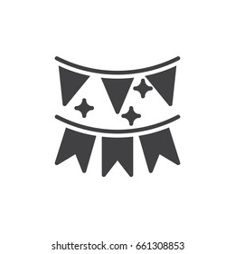 Festive garland of flags icon vector, filled flat sign, solid pictogram isolated on white. Decoration symbol, logo illustration. Pixel perfect