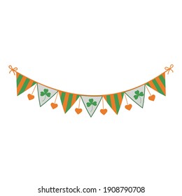 Festive garland of flags for St. Patrick's Day, vector illustration, icon, coloring, decor, Design, decoration
