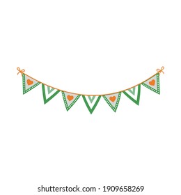 Festive garland of flags for St. Patrick's Day, vector illustration, icon, coloring, decor, Design, decoration