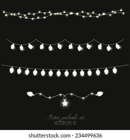 Festive garland lights set. Vector illustration EPS 10