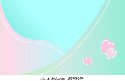 Fondo festivo, suave y claro con corazones en colores pastel rosa-verde con lugar para el texto. Vector.