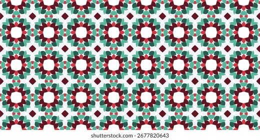 Um Padrão De Natal Geométrico Festivo Com Um Motivo De Mandala Repetitivo Em Vermelho Profundo E Azul Maravilhoso.