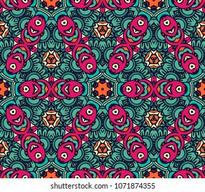 festive geometric kaleidoscopic seamless pattern ethnic tribal background