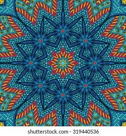 festive geometric kaleidoscopic seamless pattern ethnic tribal background