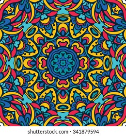 festive geometric kaleidoscopic seamless pattern ethnic tribal background