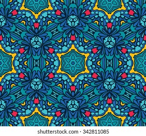 festive geometric kaleidoscopic seamless pattern ethnic tribal background