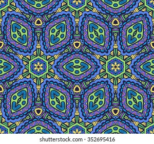 festive geometric kaleidoscopic seamless pattern ethnic tribal background