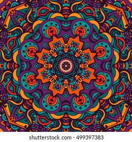 festive geometric kaleidoscopic seamless pattern ethnic tribal background