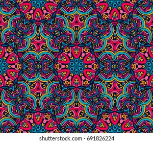 festive geometric kaleidoscopic seamless pattern ethnic tribal background