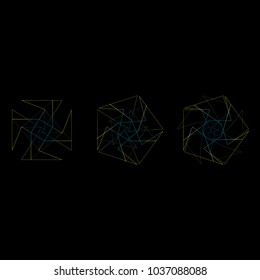 Festive geometric set stars and flowers pattern for gifts and holidays, for packaging, polygon, clothing, goods and logos