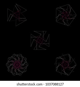 Festive geometric set stars and flowers pattern for gifts and holidays, for packaging, polygon, clothing, goods and logos