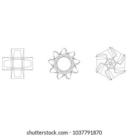 Festive geometric set stars and flowers pattern for gifts and holidays, for packaging, polygon, clothing, goods and logos