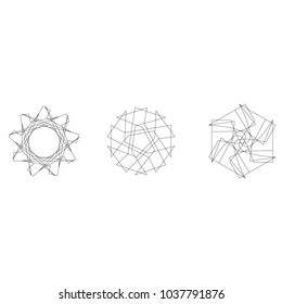 Festive geometric set stars and flowers pattern for gifts and holidays, for packaging, polygon, clothing, goods and logos