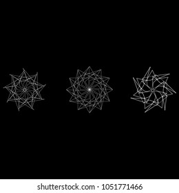 Festive geometric set stars and flowers pattern for gifts and holidays, for packaging, polygon, clothing, goods and logos