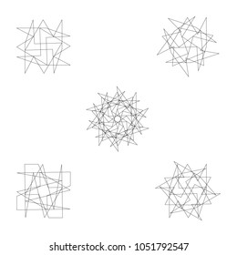 Festive geometric set stars and flowers pattern for gifts and holidays, for packaging, polygon, clothing, goods and logos