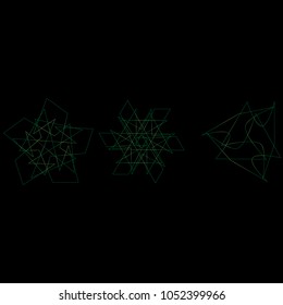 Festive geometric set stars and flowers pattern for gifts and holidays, for packaging, polygon, clothing, goods and logos