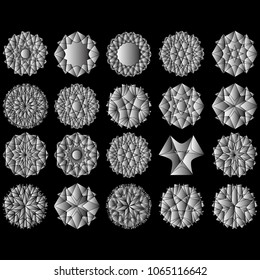 Festive geometric set stars and flowers pattern for gifts and holidays, for packaging, polygon, clothing, goods and logos