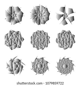 Festive geometric set stars and flowers pattern for gifts and holidays, for packaging, polygon, clothing, goods and logos
