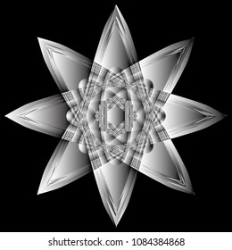 Festive geometric set stars and flowers pattern for gifts and holidays, for packaging, polygon, clothing, goods and logos