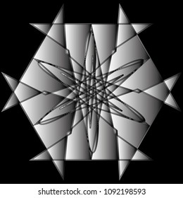 Festive geometric set stars and flowers pattern for gifts and holidays, for packaging, polygon, clothing, goods and logos