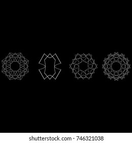 Festive geometric set stars and flowers pattern for gifts and holidays, for packaging, polygon, clothing, goods and logos