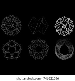 Festive geometric set stars and flowers pattern for gifts and holidays, for packaging, polygon, clothing, goods and logos