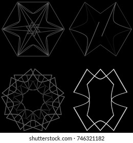 Festive geometric set stars and flowers pattern for gifts and holidays, for packaging, polygon, clothing, goods and logos