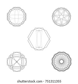 Festive geometric set stars and flowers pattern for gifts and holidays, for packaging, polygon, clothing, goods and logos